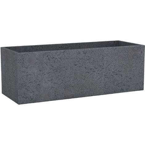 Scheurich C-Cube Long 80, Pflanzgefäß/Blumentopf/Pflanzkübel, rechteckig,  aus Kunststoff Farbe: Stony Black, 79 cm Breite, 29 cm Tiefe, 27,4 cm hoch, 35 l Vol.