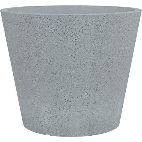 Scheurich C-Cone 49, Pflanzgefäß/Blumentopf/Pflanzkübel, rund,  aus Kunststoff Farbe: Stony Grey, 47,4 cm Durchmesser, 39,4 cm hoch, 46 l Vol.