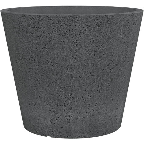 Scheurich C-Cone 40, Pflanzgefäß/Blumentopf/Pflanzkübel, rund, aus Kunststoff Farbe: Stony Black, 38,6 cm Durchmesser, 33,2 cm hoch, 26 l Vol.
