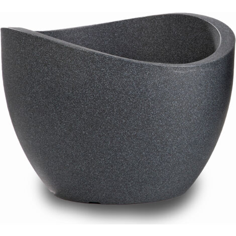 Scheurich Wave Globe 60, Pflanzgefäß/Blumentopf/Pflanzkübel, rund,  aus Kunststoff Farbe: Schwarz-Granit, 59,5 cm Durchmesser, 44,5 cm hoch, 68 l Vol.
