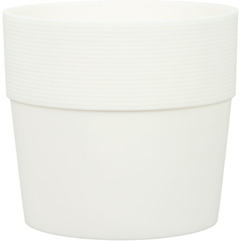 Scheurich Groove 40, Blumentopf/Pflanzkübel, rund, aus Kunststoff Farbe: Bianco, 38 cm Durchmesser, 35,2 cm hoch, 50,8 l Vol.