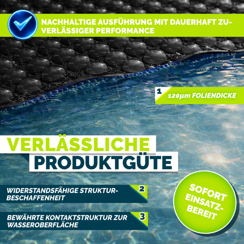 VOUNOT Bâche à Bulles Piscine Solaire 450x220 Cm – Film Thermique 120 µm, Chauffante, Anti-Évaporation, Protection Débris, Découpe Facile – Noir