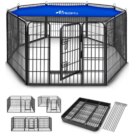 TRESKO Parc Enclos pour Chiot - 8 Panneaux hauteur 60 cm, Noir