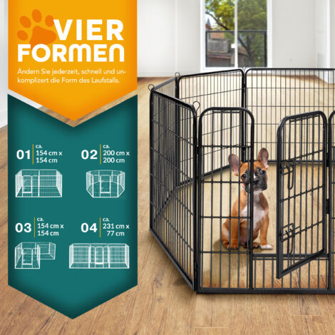 TRESKO Parc Enclos pour Chiot - 8 Panneaux hauteur 60 cm, Noir