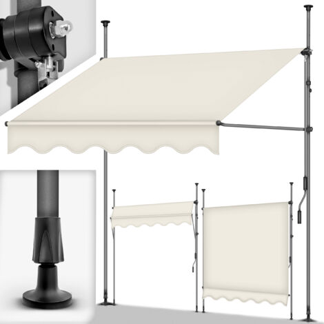 tillvex Store Banne Manue 150 - 400 cm rétractable avec manivelle pour Le Balcon  Marquise de terrasse sans percement  Marquise Soleil de Balcon auvent téléscopique  350 cm