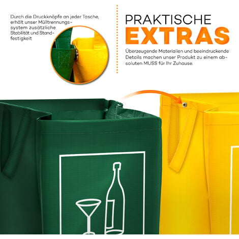 TRESKO Recyclage Poubelle Lot De 3 Sacs de Tri Sélectif avec Anses De  Transport