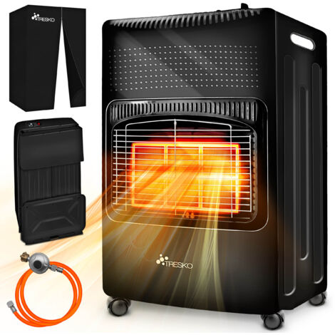 Tresko – Chauffage au gaz portable 4200 W – 3 niveaux de chauffage – Allumage piézoélectrique – Pour pièces jusqu'à 82 m² – Housse et tuyau inclus