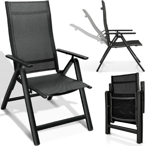 Tillvex – Chaise de jardin pliante en aluminium – Dossier haut réglable 8 positions – Accoudoirs – Charge maximale 120kg – Résistante aux intempéries (1/5)