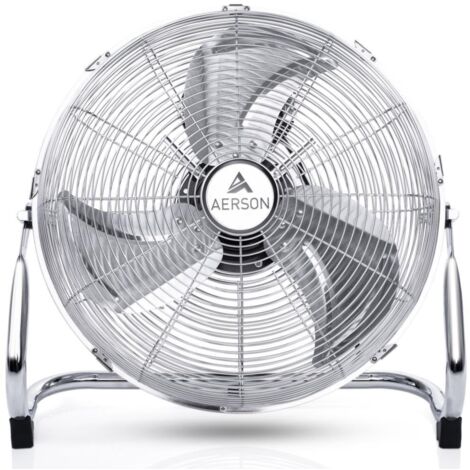 AERSON Ventilateur de sol 50 cm chromé, machine à vent 120 W, ventilateur de table, ventilateur sur pied