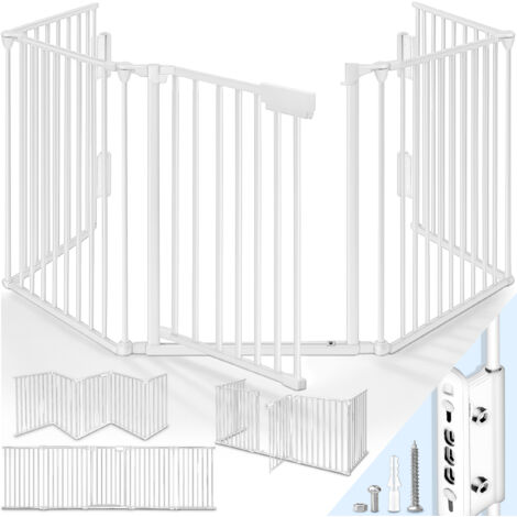 KIDUKU Grille de protection pour cheminée Baby White - longueur 360 cm Barrière de sécurité pour poêle Parc pour bébé Protection de porte