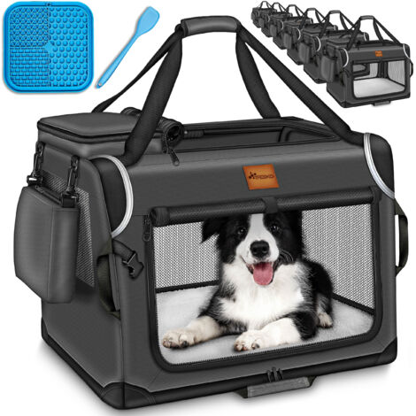 Tresko – Cage pliable pour chien XXL 92 x 63 x 63 cm – Tissu Oxford 600D indéchirable – 4 réflecteurs de sécurité – Avec tapis à lécher et spatule (1/5)