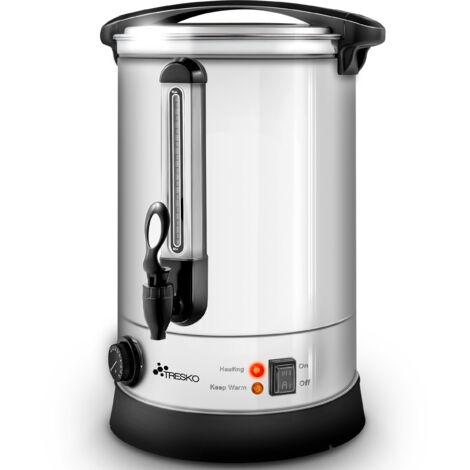 TRESKO Bouilloire à vin chaud argentée 6,8 L / 1500 W, machine à conserver en acier inoxydable, bouilloire à vin chaud, machine à vin chaud, machine à boissons chaudes, distributeur d'eau chaude