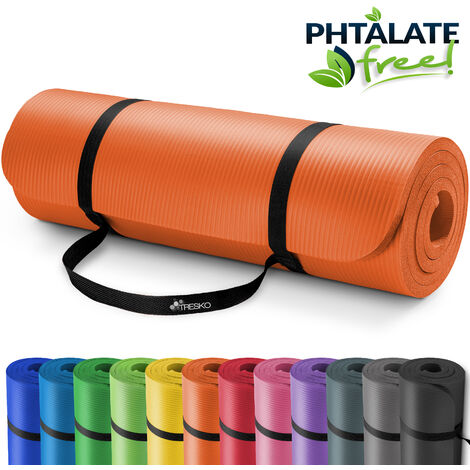 TRESKO Tapis d'exercice fitness yoga pilates gym, en Mousse NBR (190 x 100 x 1,5cm) Orange