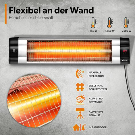 TRESKO Chauffage Radiant Plafond Infrarouge | 1500W + Télécommande +  Affichage LED | Radiateur Rayonnant Électrique de Terrase | 3 Niveaux de  Chaleur