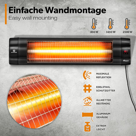 Radiateur Infrarouge Extérieur MONZANA 2500W - Puissant, Avec Télécommande Et Minuterie 24h - Parfait Terrasse