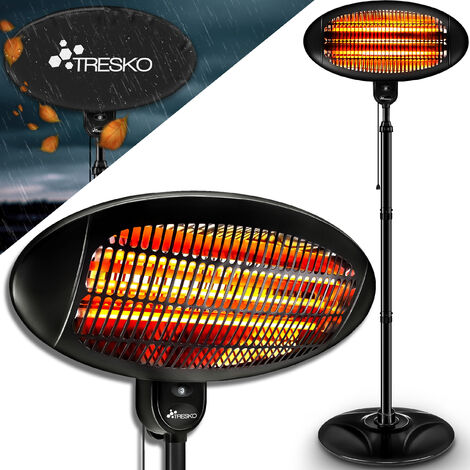 TRESKO Radiateur infrarouge sur pied 2000W  Chauffage radiant électrique pour terrasse  intérieur et extérieur  3 Niveaux de Chaleur