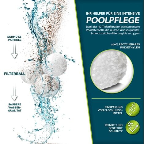 tillvex® Balles filtrantes pour piscine 700 g  Filtre pour système de filtre à sable  Remplace 25 kg de sable filtrant  Boules filtrantes extra durables pour une eau claire