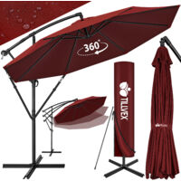 Tillvex – Parasol déporté 350 cm avec manivelle – Protection UV 50+ – Mât en aluminium – Tissu polyester 180 g/m² – Inclinaison réglable