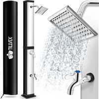 Outsunny Douche Solaire 35L Extérieure - Eau Chaude Jusqu'à 55°C, Pommeau Rotatif 360°, Robinet Rince-Pieds, Idéale Piscine, Plage & Jardin