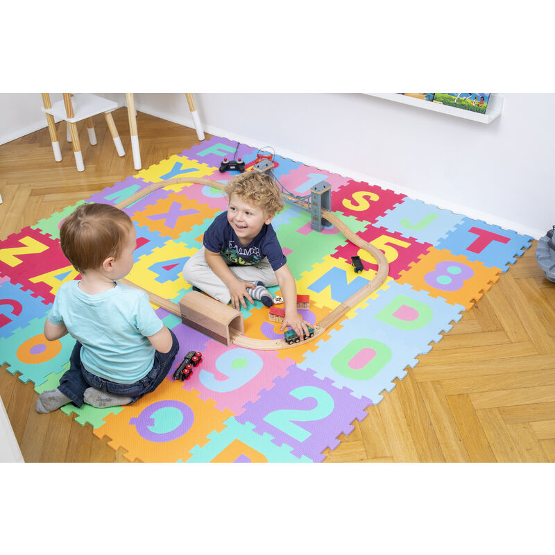 Alfombra Bebe HOMCOM Alfombrilla Puzle Para Bebu00e9 40 Uds Tera