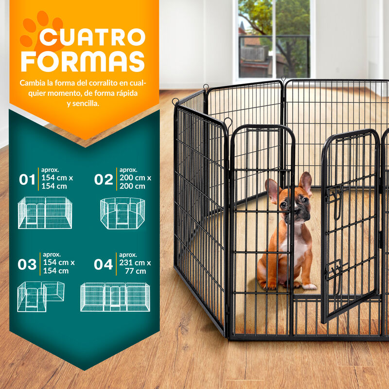 PawHut Corralito para Perros de 8 Paneles 80x60 cm con Forma