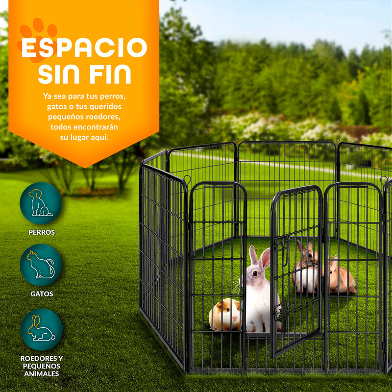 TRESKO® Parque para Mascotas Altura 80 cm Valla para Perros y Gatos Jaula  Plegable para Animales Corral Entrenamiento de Cachorros 8 Vallas