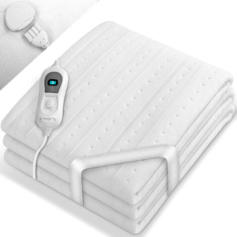 sinnlein Manta calefactora eléctrica 150 x 80 cm - Sin estampado, manta calefactora con apagado automático, manta calefactora para cama XXL
