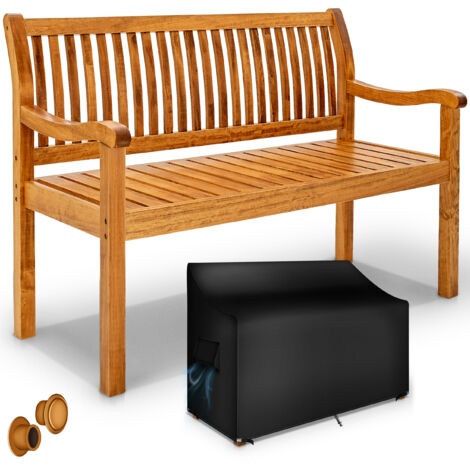 tillvex Banco de jardín de madera marrón claro 150 cm / 3-4 personas banco de parque banco macizo jardín muebles de jardín