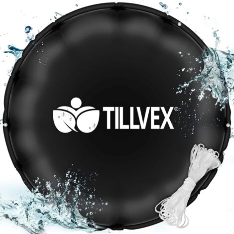 tillvex Cojín de piscina de invierno XXL 500 cm redondo negro Cojín de aire con kit de reparación Cojín de invierno con válvula de seguridad Cojín de piscina con doble costura