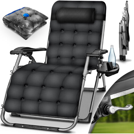 tillvex Tumbona plegable de hasta 200 kg en color antracita  Tumbona resistente a la intemperie para balcón, jardín y terraza  Tumbona de exterior ajustable con cojín grueso  Tumbona relajante con alm (1/5)