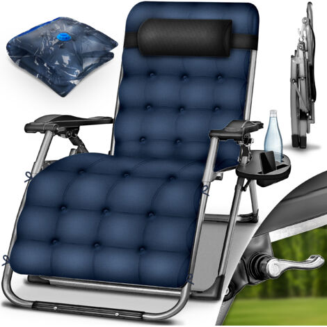 tillvex Tumbona plegable hasta 200 kg, azul marino  Tumbona resistente a la intemperie para balcón, jardín y terraza  Tumbona de exterior ajustable con acolchado grueso  Tumbona relajante con almohada