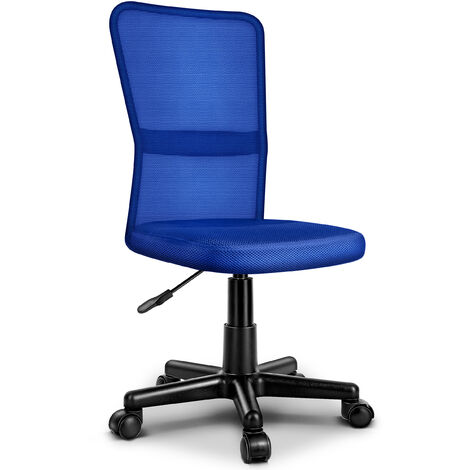 TRESKO Silla de oficina escritorio giratoria, disponible en 7 variantes de colores, con ruedas para suelos duros, regulable en altura de forma continua, asiento acolchado, respaldo ergonómico (Azul)