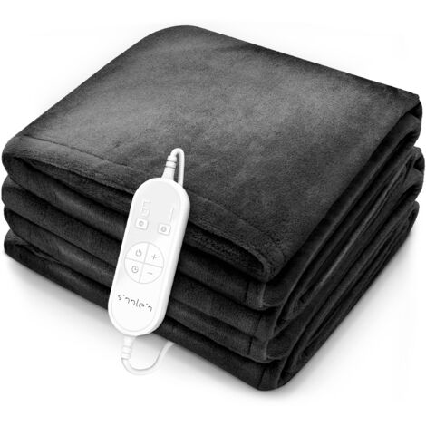 sinnlein Calienta Camas  Manta Eléctrica 160 x 120 cm Antracita  Con Desconexión Automática y Temporizador  9 Niveles de Temperatura  Pantalla Digital  Lavabale hasta 40°C