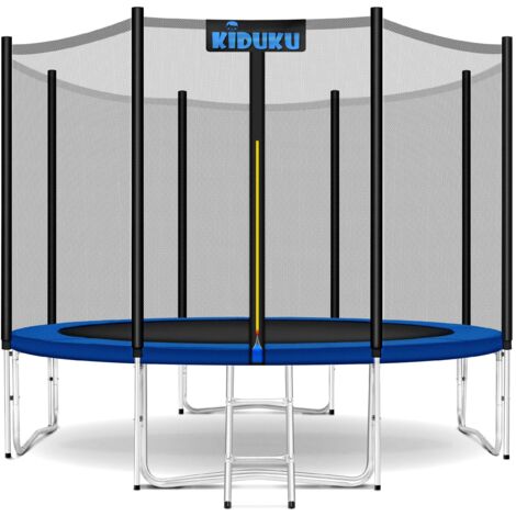 KIDUKU Cama Elástica de Jardín Ø 366 cm Set Completo con Red de Seguridad, Escalera, Cobertura, Anclajes y Accesorios Trampolín Exterior Infantil Niños