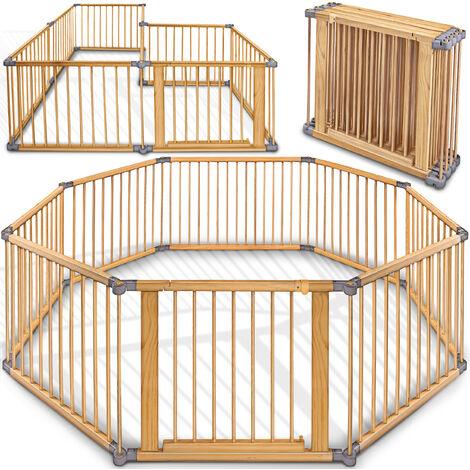 KIDUKU Parque de bebé gris 7.2M XXL 8 Piezas Corralito plegable puerta incluida, forma individual