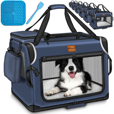 TRESKO Trasportino pieghevole per cani blu navy (XL 83x58x58cm) con tappetino anti-leccamento, spatola e riflettori Trasportino per cani e gatti Trasportino per cani di piccola e grande taglia Robu (1/5)