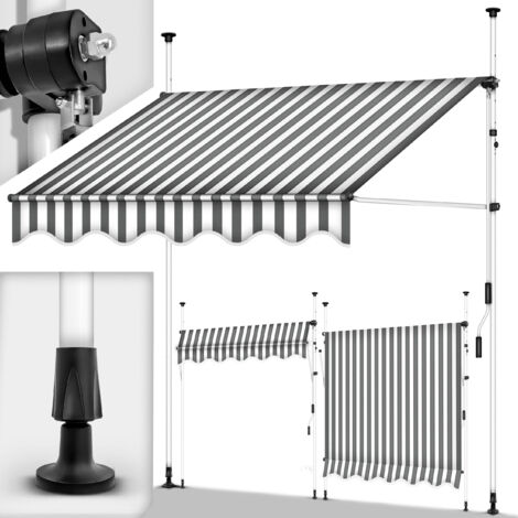 tillvex Tenda da sole per balcone 400 cm grigio/bianco tenda da sole a braccio articolato tenda da sole a morsetto tenda da sole per balcone senza forare