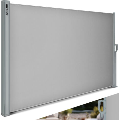tillvex Tenda da sole laterale 160x400 cm grigia estensibile e opaca Protezione dalla vista per balcone, giardino e terrazza Tenda a rullo laterale con supporto a parete Protezione solare in acciai