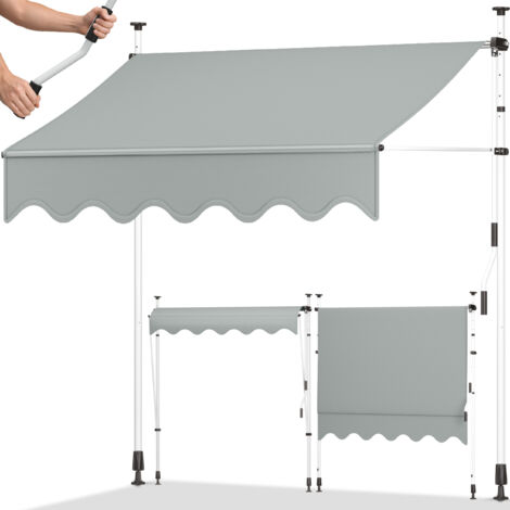tillvex Tenda da sole per balcone 250 cm grigio chiaro, tenda da sole a braccio articolato, tenda da sole a morsetto, tenda da sole per balcone senza forare