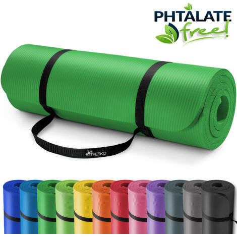 TRESKO Tappetino per Yoga 185 x 60 cm e 190 x 100 cm Pilates Tappeto Ginnastica Fitness Aerobica NBR (verde, 185 x 60 x 1,5 cm)
