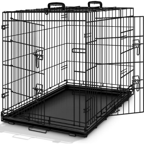 TRESKO Gabbie Pieghevole 77 x 48 x 54 cm per Cani e Gatti  Trasportino con 2 Porte in Metallo  Box per Animali  Cuccia Pieghevole con Vassoio Rimovibil