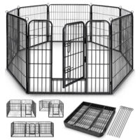 TRESKO Recinzione Recinto per Cani, Gabbia per cuccioli per cani, gabbia per cani, box per cuccioli, circonferenza 640 cm, altezza 60 cm, in metallo robusto