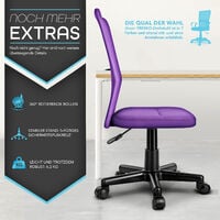 TRESKO® Sedia da ufficio sedia da scrivania girevole, in 6 colori diversi, regolabile in altezza, sedile imbottito, sedia ergonomica, pistone approvato SGS (Porpora)