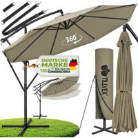Ombrellone Da Giardino 300 Cm Con Manovella | Tessuto UV50+ Impermeabile | Base Larga E Struttura In Alluminio