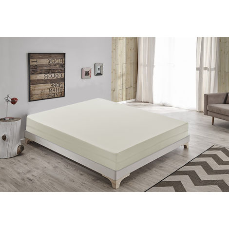 Letto matrimoniale a molle insacchettate Volka Velours grigio chiaro con materasso  ortopedico a molle insacchettate 140x200cm