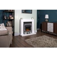 Adam Malmo Fireplace in Pure White & Black/White with Blenheim Electric Fire in Chrome, 39 Inch
