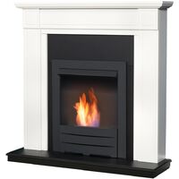 Adam Georgian Fireplace in Pure White & Black with Colorado Bio Ethanol Fire in Black, 39 Inch