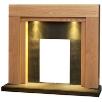 Adam Beaumont Oak & Black Fireplace with Downlights, 48 Inch