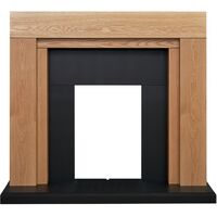Adam Beaumont Oak & Black Fireplace with Downlights, 48 Inch