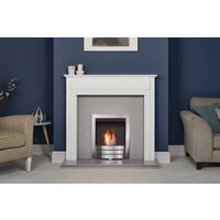 Adam Honley Fireplace in Pure White & Sparkly Grey Marble with Bio Ethanol Fire, 48 Inch